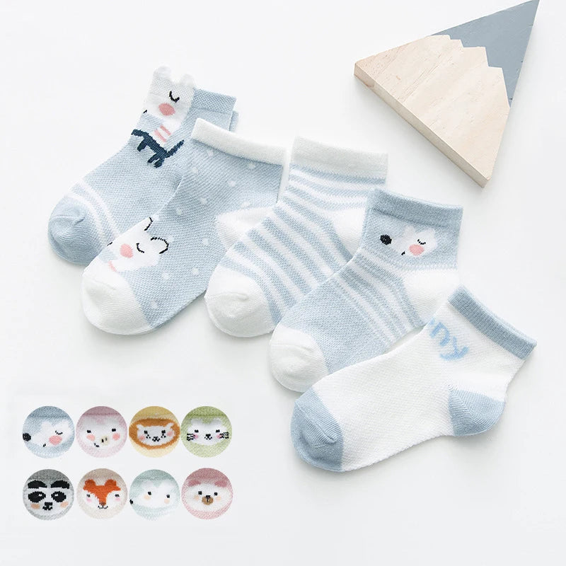 5Pairs/lot 0-2Y Infant Baby Socks Baby Socks for Girls Cotton Mesh Cute Newborn Boy Toddler Socks Baby Clothes Accessories